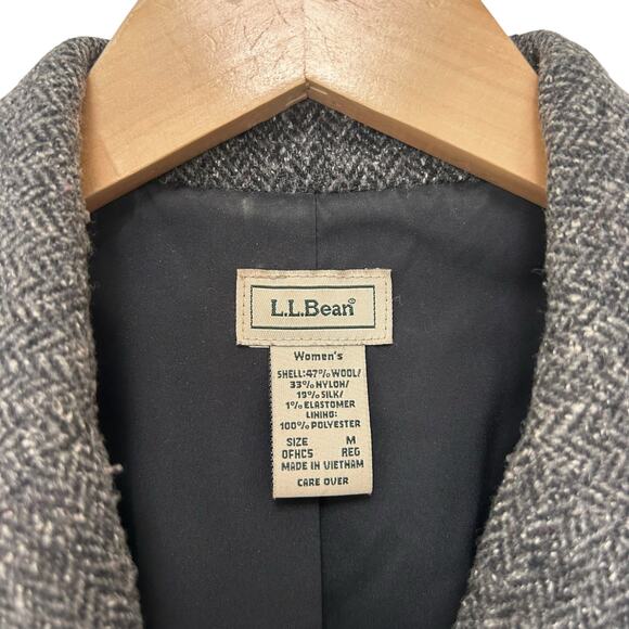LL Bean Wool Silk Blend Gray Blazer Sz M - Picture 3 of 4